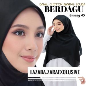 [ Berdagu ] Bidang 45 Tudung Bawal Instant Chiffon Awning Scuba Berdagu / Bawal Instant Chiffon Awning Scuba Berdagu