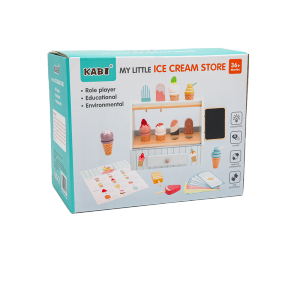 ของเล่นครัวเรือนไม้สำหรับเด็ก ของเล่นจำลองขายไอศกรีม ของเล่นการเรียนรู้ในวัยต้นๆ สำหรับเด็กชายและเด็กหญิง อุปกรณ์ทำอาหารสำหรับเด็ก