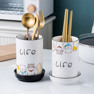 Hộp Đựng Thìa Gốm Sáng Tạo Dễ Thương Dùng Trong Nhà Bếp Chống Mốc Có Thể Treo Tường Đựng Thìa Và Thìa Bằng Gốm Sứ Trung Quốc