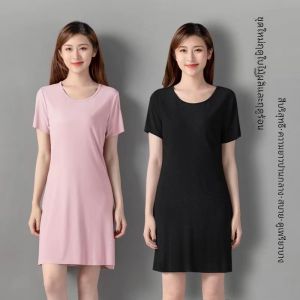 Loose Modal Short Sleeve T-Shirt Dress White Base Skirt Comfortable Casual Style Spring Summer Fashion plus Size Sleepwear