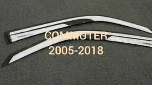 กันสาด กันลม กันสาดประตู คิ้ว คิ้วประตู ทรงมูเก้น สีขาว รถตู้ โหม่งน้อย Toyota commuter 2005 2006 2007 2008 2009 2010 2011 2012 2013 2014 2015 2016 2017 2018 ใส่ร่วมกันได้