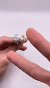 Nhẫn đính đá Nhẫn hột xoàn đá cao Titan không phai không rỉ sét màu 18k và bạch kim mã 18
