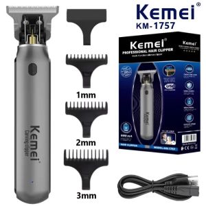 KEMEI Electric T9 Hair Clipper Mens Hair Cutting Machine Professional Engravable Trimmer Rechargeable Oil Head Trimmer KM-1757