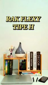 Rak Buku Kayu Flexy H: Rak Susun Fleksibel Serbaguna Multifungsi Minimalis