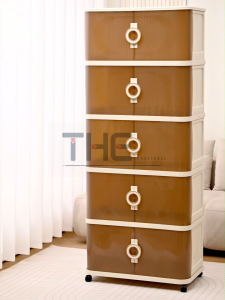 THE L40-70cm Stackable Roller Shutter Storage Cabinet Foldable Sliding Door Organizer Box