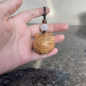 Modern Simplicity Hellokitty Wood Carving Kitty Cat Wooden Cartoon Miniature Desktop Decoration USB Flash Drive Pendant