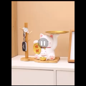 [SG]Fortune Cat Storage Tray Ornaments Light luxury Resin Lucky Cat Craft Gift Porch Decoration Housewarming Ornament