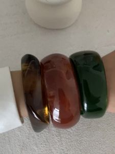 Ingemark Vintage Chunky Resin Acrylic Bangles for Women 2025 New Fashion Geometric Irregular Wide Bracelets Grunge Jewelry Gift