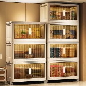 Living Room Foldable Storage Box Bedroom Baby Childrens Clothes Organizer Toy Storage Cabinet Snack Placement Plastic Box