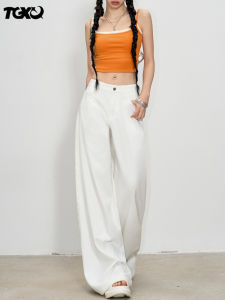 White High Waist American Vintage Womens Jeans Casual Loose Wide Leg Pants Versatile Waterproof Adult Spring Autumn Winter