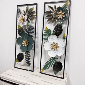 American Creative 3D Hand Painted Vintage Iron Green Plants Flowers Wall Decoration Home Living Room TV Background Mural Crafts