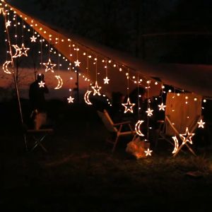 LED Fairy Light Star Moon Curtain String Lights: US Plug 8 Models for Home Decor