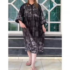 TERLARIS PROMO Terbaru Dress Jumbo XXXL Rayon Viscose Motif Bunga Batik Bali Lengan 3/4 Terbaru Daster Kancing Kekinian Busui Frenndly Dress Ibu Hamil Motif Bunga