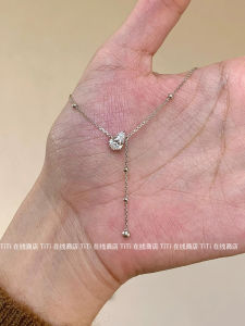 Flashy Waterdrop Tassel Necklace Womens Style Korean Light Luxury Versatile Elegance Clavicle Chain Accessory Fashion Jewelry