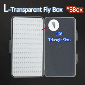 Topranc 3Box Fly Fishing Hook Box Triangle Slot Hook Insert Board Clear Plastic Tackle Hook Organizer Case S/M/L Available