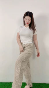 ชุดเซ็ตเสื้อ+กางเกงลายวินเทจ แฟชั่นสายชิลล์ สไตล์คลาสสิค