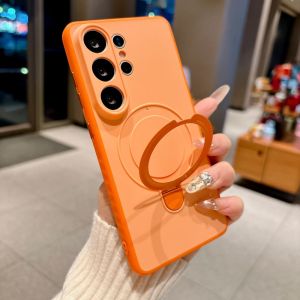 Luxury 360° Rotation Stand Magnetic Silicone Case for Samsung Galaxy S22 S24 Plus S23 S25 S26 Ultra for Magsafe Shockproof Cover