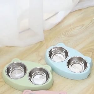 ชุดของชามนี้เป็นชามให้อาหารสำหรับสุนัขและแมว รวมถึงชามให้อาหารสัตว์เลี้ยง ทำให้กับแมว 2 หลูมลาย ให้สุขภาพดีขึ้น ปรับปรุงความสุขกับแมว ประสบค