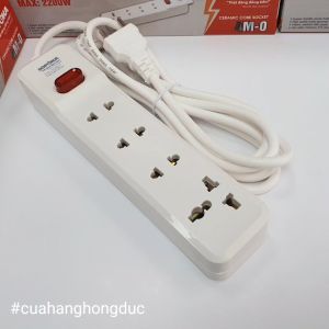 Ổ cắm điện 4 lỗ 2200W lõi sứ có dây và công tắc 4M2 SOPOKA