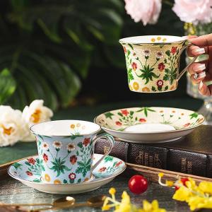 OMK European-style Luxury Bone China Coffee Cup and Saucer Set 250ML Ceramic Mug English Afternoon Teacup Gift Box Packaging