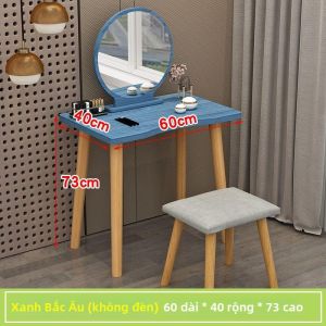 Bàn Trang Điểm Đơn Giản Scandinavia Có Kệ Lưu Trữ và Đèn Chiếu Sáng