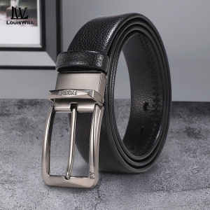 LouisWill เข็มขัดผู้ชายแฟชั่นเข็มขัดหนังวัวชั้นสองทันสมัยหัวเข็มขัดเข็มขัดเอวหัวเข็มขัดเข็ม120ซม. ปรับความยาวได้เข็มขัดชุดเดรสสำหรับผู้ชายวินเทจเข็มขัดกางเกงยีนส์สำหรับผู้ชาย