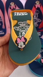 Sandal Anak Perempuan Mickey Mouse Kuning/Army Karet Tali Belakang Toddler/Baby/Balita Baru Bisa Jalan Sampai Usia 3 Tahun