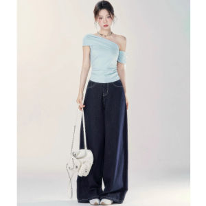 IELGY One shoulder short sleeved T-shirt for womens slim fit temperament top