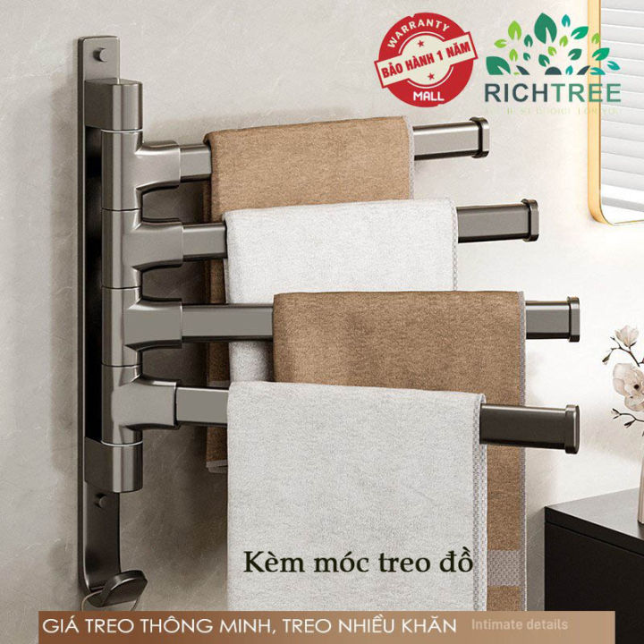 Thanh treo khăn nhà tắm thông minh RICHTREE thân xoay 180 độ,có móc ...