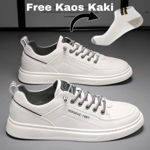 (Free kaos kaki) Sneakers kasual pria sepatu terlaris