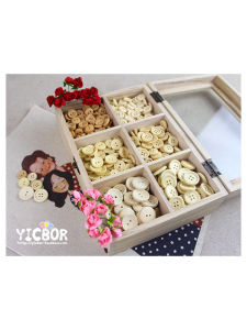 [Button] round Wooden Button round Solid Wood Button Raw Wood Color Cute Wild Button Clothing Accessories