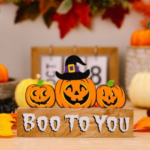 Halloween Pumpkin Ghost Wooden Table Ornament Tree Shaped Ghost Table Guide Sign Party Table Decoration Supplies Atmosphere Prop