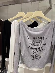 Áo Thun Dài Tay in Chữ Thời Trang Thường Ngày Cho Nữ Áo Thun Cotton Mùa Thu Mới Về Áo Thun Dài Tay Hai Mảnh Giả Áo Thun Dài Tay Thường Ngày