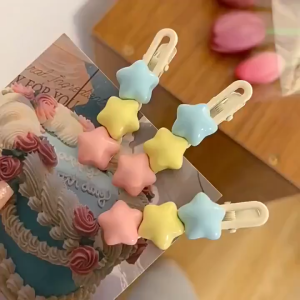 Star Hair Clip 🎀 奶油星星发夹1个 Klip Rambut Bintang Comel Aksesori Rambut Dopamin Jepit Rambut Kawaii Ceria Cute Hair Pin Hair Accessories Woman Fashion