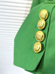 Early Spring Green Suit Jacket: Women's Casual British Style & Split Long Sleeve Double Breasted