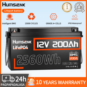 Humsienk 12V 200Ah LiFePo4 batterywith Voltage Display Intelligent BMSLifepo4 lithium battery