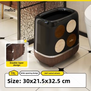 MEISD | Retro Chinese Style Luxe Large Waste Bin On Wheels