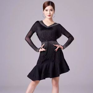 Latin Dance Performance Female Adult Professional Competition Hot Diamond Tassel Dress