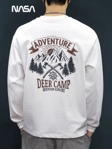 Áo Thun Cotton Dài Tay Màu Trắng NASA CISS 2025 Dành Cho Nam Áo Thun Thể Thao Thường Ngày Cổ Tròn in Chữ Cotton Nguyên Chất Thoáng Khí Thoải Mái