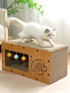 Marino บ้านแมวไม้ บ้านแมวพร้อมที่ลับเล็บ และของเล่นแมว แบบหนา ขนาดใหญ่ No.Y1982 Y1983