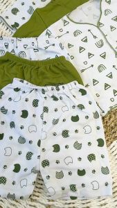 Paket 6Pcs SNI Setelan Baju Bayi Baru Lahir Lengan dan Celana Pendek Baby Newborn Gift Set Seri Hijau Olive - Juragan Lebak