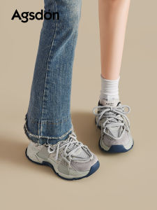Agsdon Womens Sport Shoes Increased Thick Bottom Casual Gray Shoes Spring Autumn Season Fashionable Breathable Low Cut Sneakers