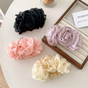 กิ๊บติดผมดอกกุหลาบผ้าชีฟองขนาดใหญ่สำหรับผู้หญิง 2025 กิ๊บติดผมทรงฉลามที่ดูหรูหราและสง่างามสำหรับผู้หญิง
