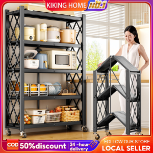 Foldable Rack Kitchen Rack With Wheels Movable Kitchen Organizer Rack Metal Rack Shelves Household Storage Rack