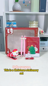 【SG Stock】Christmas Stationery Gift Set Santa Stapler Notebook Gel Pen Kit for Holiday Gift