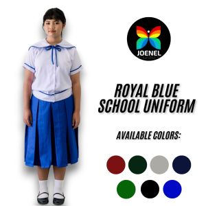 Joenel school individual price uniform individual price Sailor Collar Blouse With Ribiti Peach Twill/ Royal Blue Skirt For Kids and Adult School Uniform Individual Sets