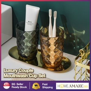Luxury Couple Mouthwash Cup Set with Tray ToothBrush Cup Set
