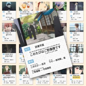 Portable 108-Piece Anime-Styled Japanese Language Learning Stickers Decorative Room Decoration Language Study Aid
