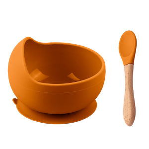 Baby Silicone Bowl Spoon Set Training Eating Utensils Anti-fall Heat-resistant Suction Cup Bowl Child Dinnerware Set