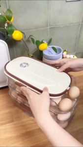 ชั้นวางไข่สำหรับตู้เย็น กล่องเก็บไข่ เครื่องจ่ายไข่ ชั้นวางไข่ม้วนอัตโนมัติหลายชั้น กล่องเก็บของบนเคาน์เตอร์ครัว ประหยัดพื้นที่ มีให้เลือก 1/2/3 ชั้น